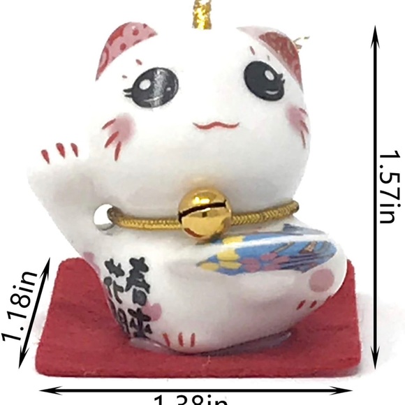 Farship Lifestyle Maneki Neko Lucky Cat Figurines, Set of 5 for Vitality & Peace - Picture 3 of 5